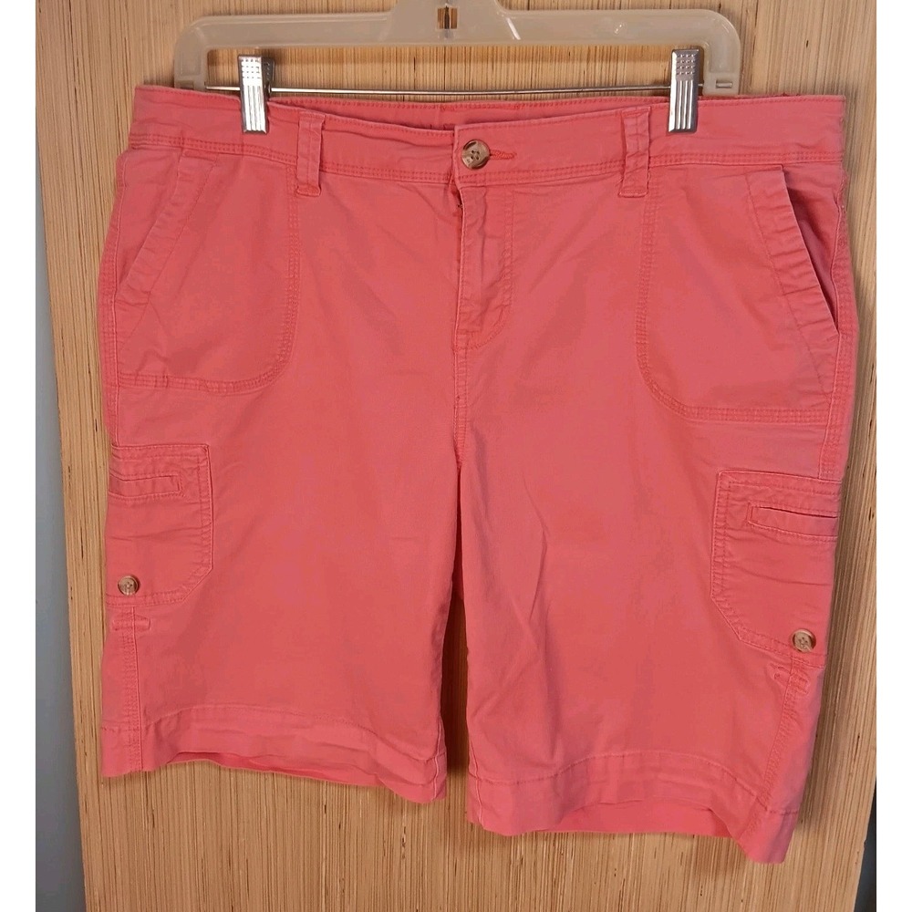 Canyon River Blues Sz 12 Cargo Shorts Coral Mid Rise Side Pockets Stretch‎